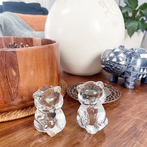 Fenton Crystal Birthstone Bear Figurines February Amethyst & June Alexandrite